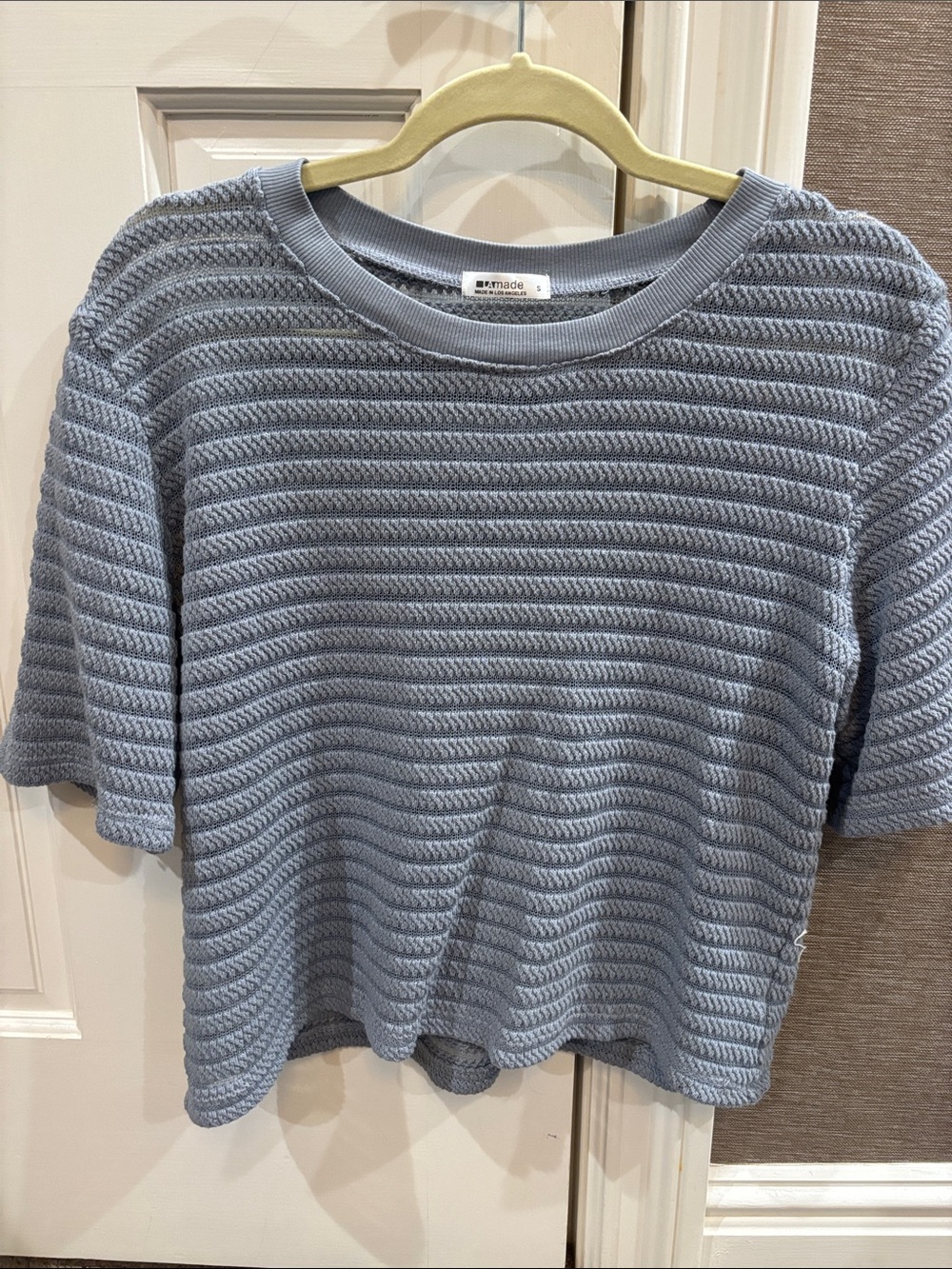 LA made Dusty Blue Textured Short-Sleeve Knit Tee